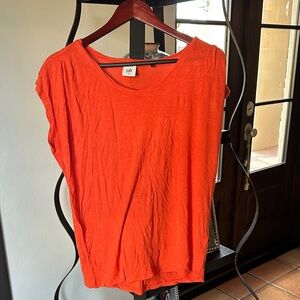 CAbi Vibrant Orange Short Sleeve Top